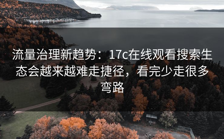 流量治理新趋势：17c在线观看搜索生态会越来越难走捷径，看完少走很多弯路