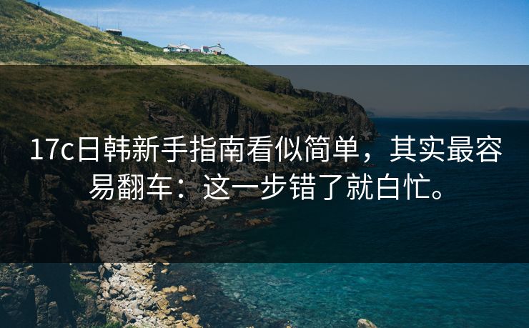 17c日韩新手指南看似简单，其实最容易翻车：这一步错了就白忙。