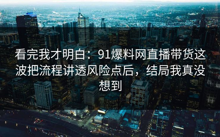 看完我才明白：91爆料网直播带货这波把流程讲透风险点后，结局我真没想到