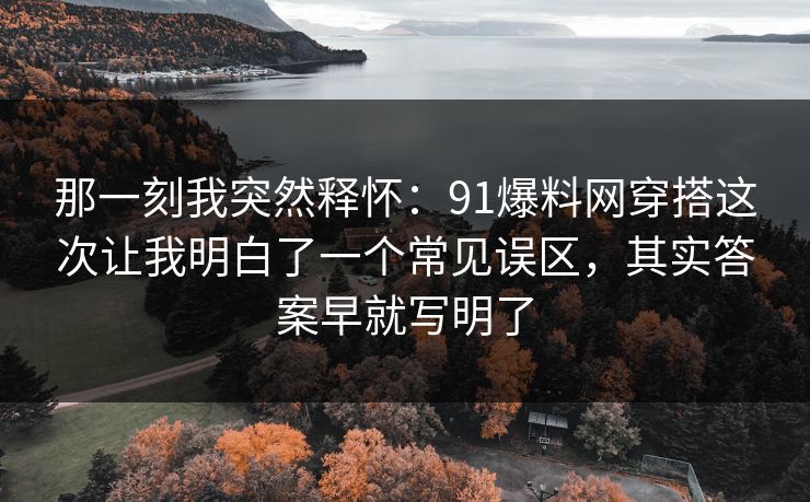 那一刻我突然释怀：91爆料网穿搭这次让我明白了一个常见误区，其实答案早就写明了