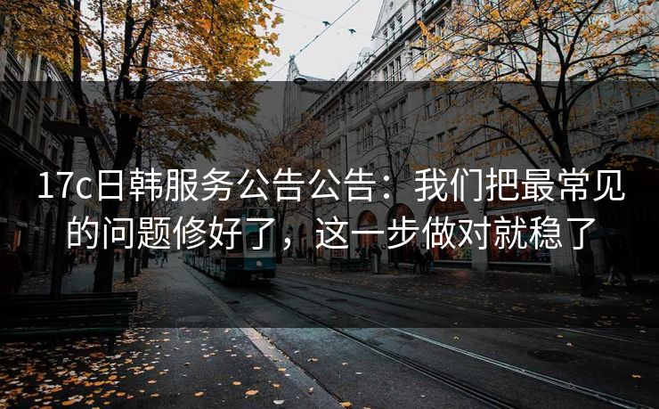 17c日韩服务公告公告：我们把最常见的问题修好了，这一步做对就稳了