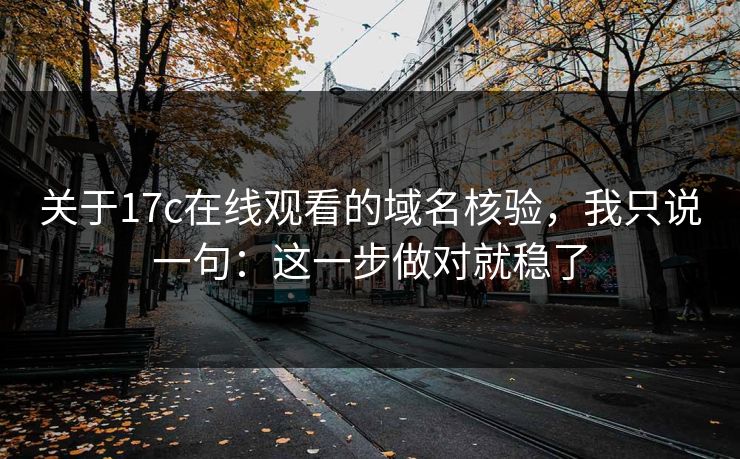 关于17c在线观看的域名核验，我只说一句：这一步做对就稳了