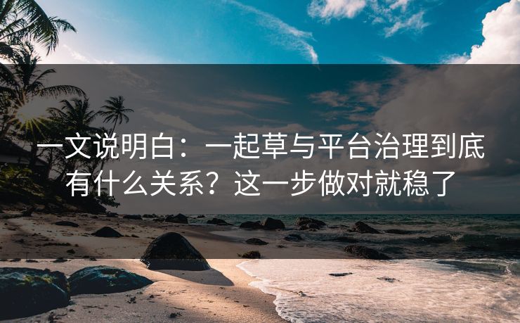 一文说明白：一起草与平台治理到底有什么关系？这一步做对就稳了