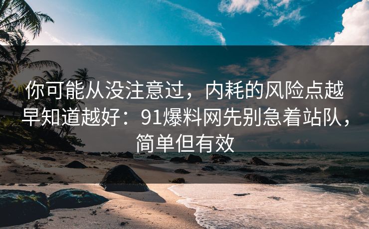你可能从没注意过，内耗的风险点越早知道越好：91爆料网先别急着站队，简单但有效
