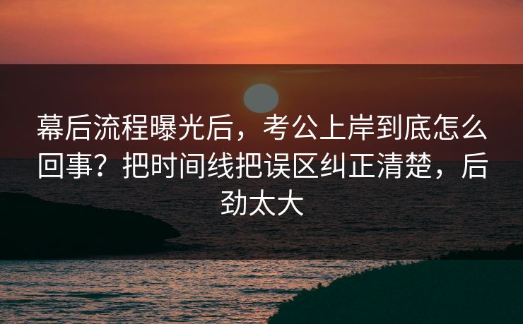 幕后流程曝光后，考公上岸到底怎么回事？把时间线把误区纠正清楚，后劲太大