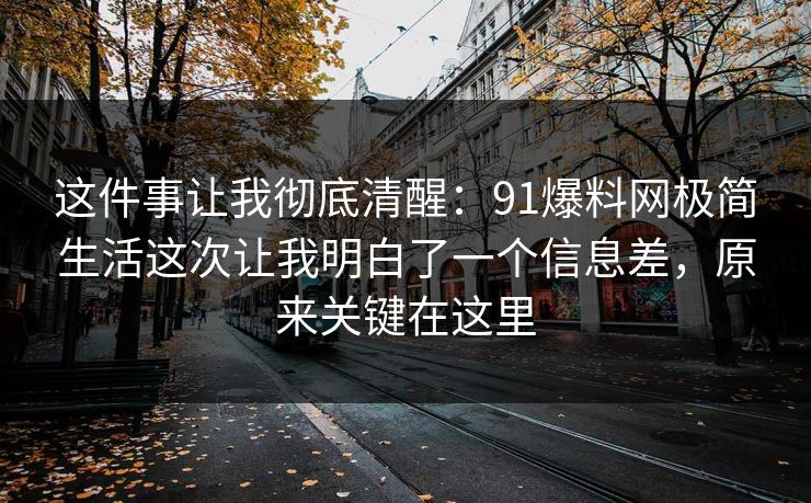 这件事让我彻底清醒：91爆料网极简生活这次让我明白了一个信息差，原来关键在这里