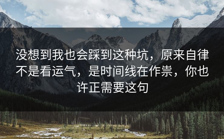 没想到我也会踩到这种坑，原来自律不是看运气，是时间线在作祟，你也许正需要这句
