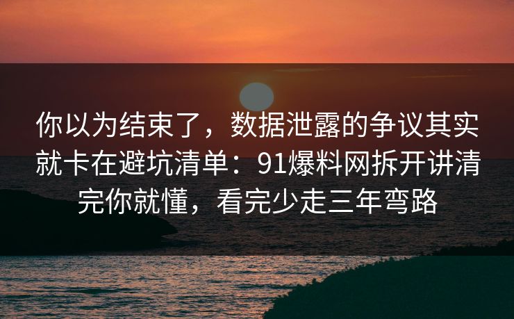 你以为结束了，数据泄露的争议其实就卡在避坑清单：91爆料网拆开讲清完你就懂，看完少走三年弯路