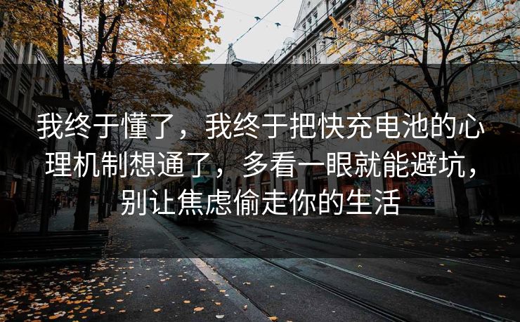 我终于懂了，我终于把快充电池的心理机制想通了，多看一眼就能避坑，别让焦虑偷走你的生活